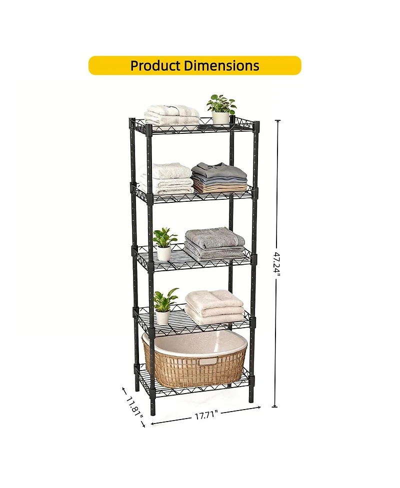 Streamdale Furniture 5-Tier Adjustable Heavy Duty Metal Wire Shelving Unit