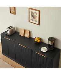 Streamdale Furniture 67 Inch Modern Wavy 6-Door Storage Sideboard