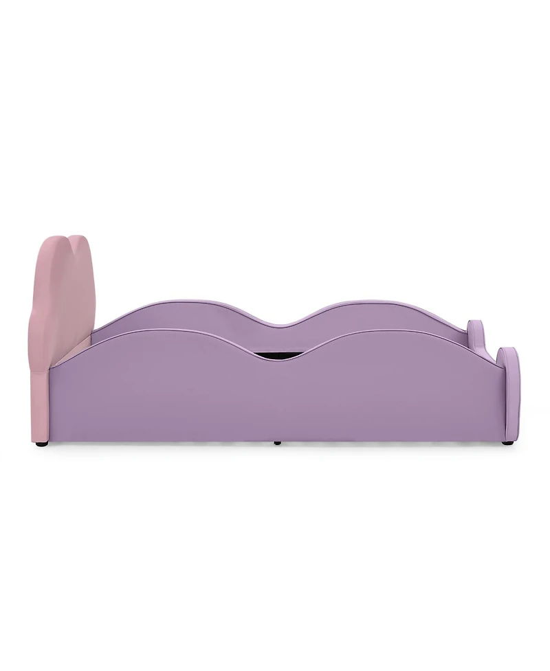 Streamdale Furniture Twin Size Cute Cloud Pu Leather Kids Bed with Guardrails and Storage