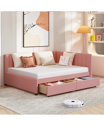 Streamdale Furniture Full Size Upholstered Daybed with 2 Storage Drawers