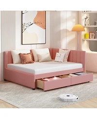 Streamdale Furniture Full Size Upholstered Daybed with 2 Storage Drawers