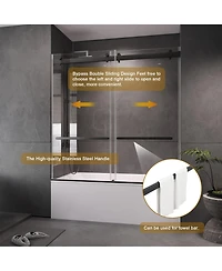 Lovmor Frameless Bathtub Shower Doors 56-60 W x 60 H, Double Sliding Tub Shower Door with Tempered Glass 5/16"(8mm), Brushed Gold