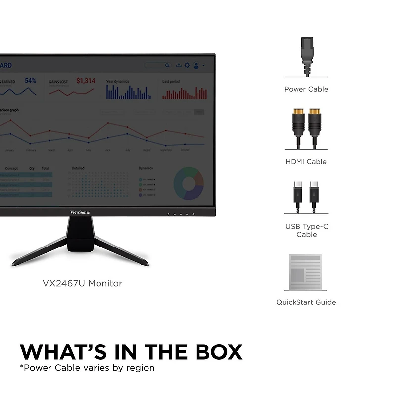 ViewSonic VX2467U 24 inch 16:9 Full Hd Usb-c Ips Led Monitor