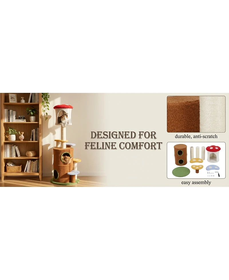 Streamdale Furniture mushroom cat tree with large condo platform ladder