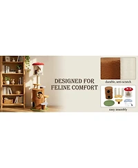 Streamdale Furniture mushroom cat tree with large condo platform ladder