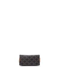 Pre-Owned Celine Zip Around Chain Clutch Embroidered Triomphe Coated Canvas
