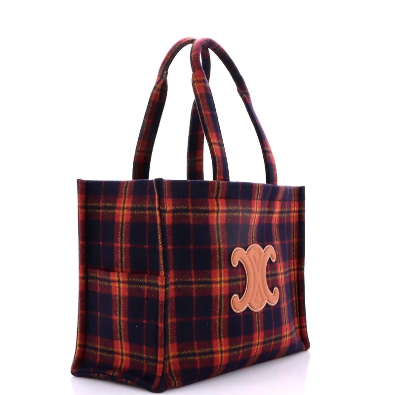 Pre-Owned Celine Large Cabas Thais Tote Tartan Wool