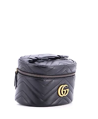 Pre-Owned Gucci Mini Gg Marmont Top Handle Cosmetic Case Matelasse Leather