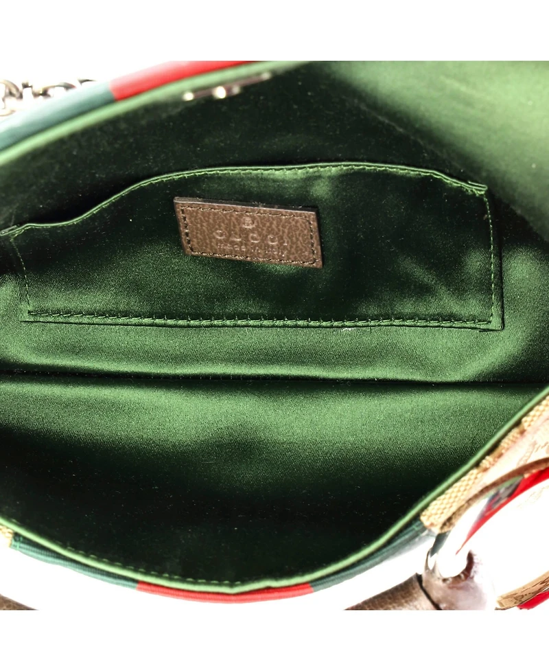 Pre-Owned Gucci Small Horsebit Nm Web Chain Clutch Gg Canvas