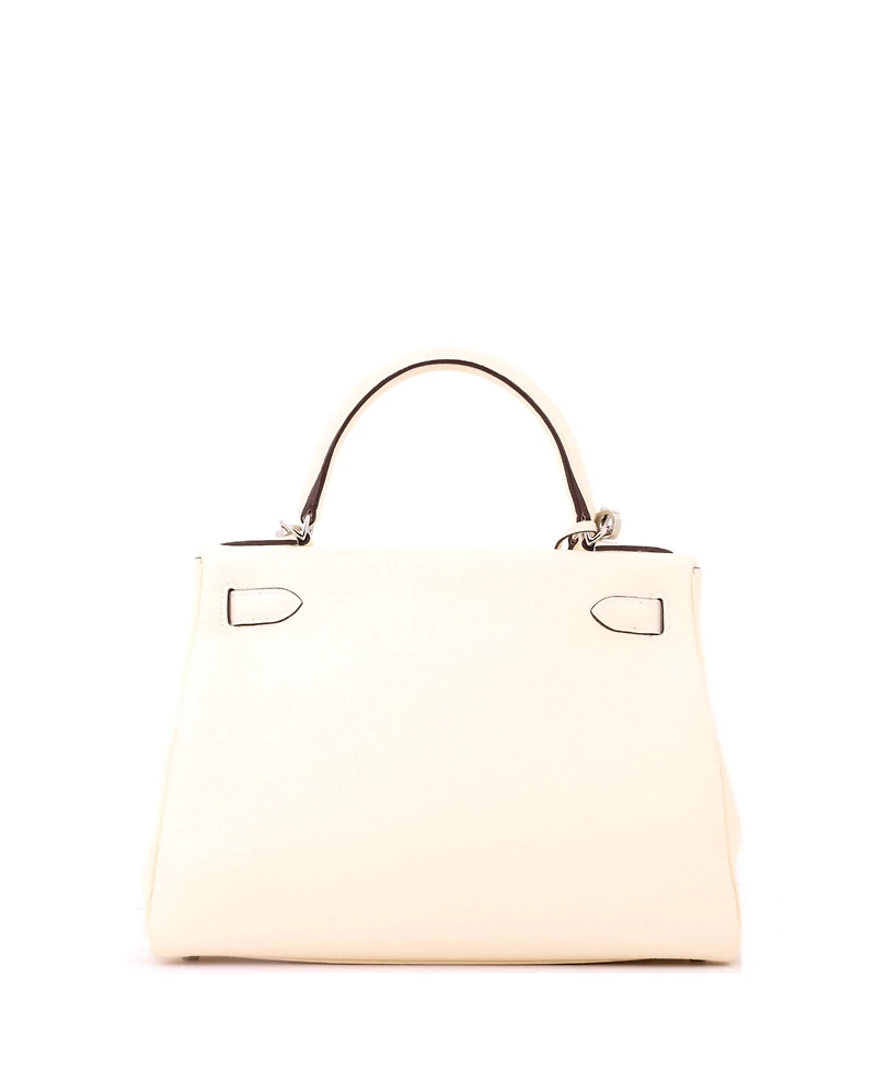 Pre-Owned HERMES Kelly 28 Handbag Light Clemence with Palladium Hardware