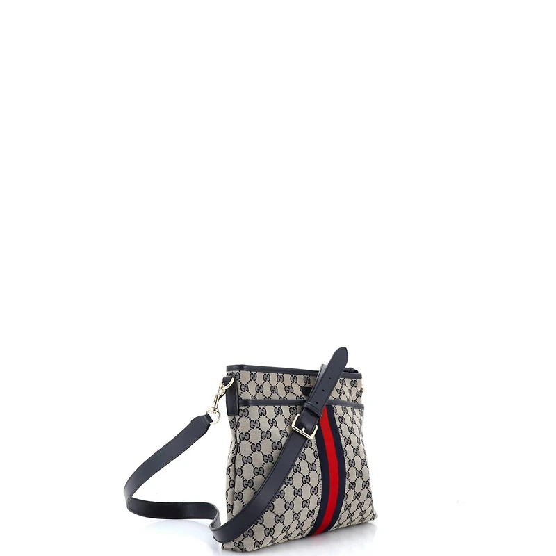 Pre-Owned Gucci Small Front Pocket Web Messenger Gg Canvas