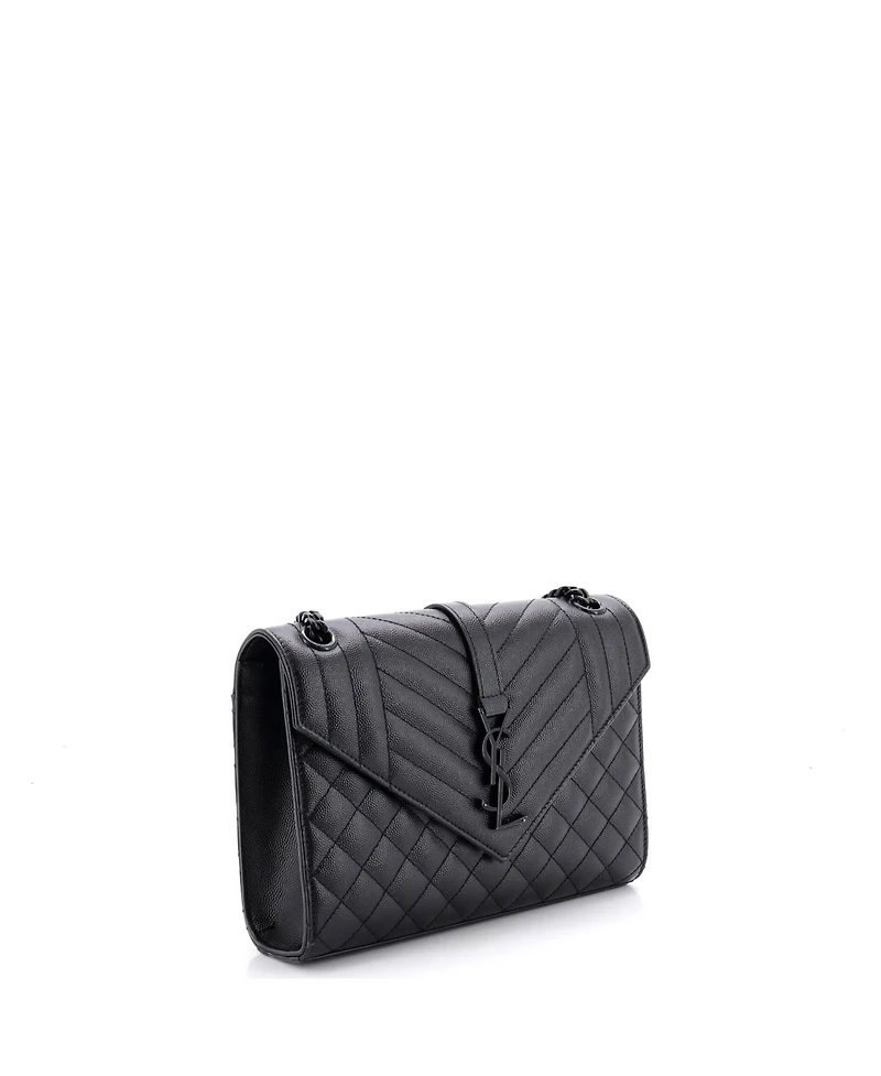 Pre-Owned Saint Laurent Medium Classic Monogram Envelope Satchel Mixed Matelasse Leather
