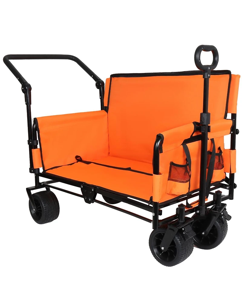 Streamdale Furniture 3-in-1 Folding Wagon Cart with Bench, Canopy, and Storage, 500lbs Capacity