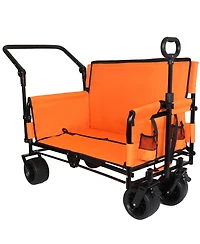 Streamdale Furniture 3-in-1 Folding Wagon Cart with Bench, Canopy, and Storage, 500lbs Capacity