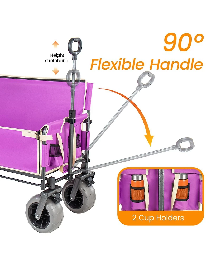 Streamdale Furniture 3-in-1 Collapsible Wagon with Folding Table, 500lbs Capacity