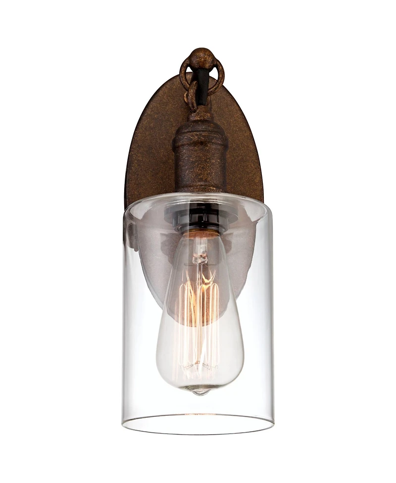 Franklin Iron Works Cloverly Rustic Wall Light Sconces Set of 2 Hardwire 4 1/2" Fixture Led Clear Glass for Bedroom Bathroom Vanity Reading