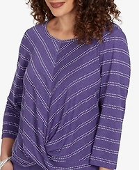 Alfred Dunner Women's Grand Bazaar Twisted Hem Chevron Top
