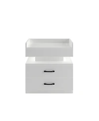 Streamdale Furniture 2-Drawer Nightstand with Adjustable Led Strip Light