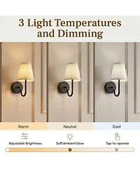 Bell + Howell Set of 2 Folded Pleat Shade Dimmable Led Rechargeable Cordless Touch Control Lights Wall Sconces