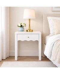 Streamdale Furniture Modern Nightstand with Drawer and Wavy Apron Design