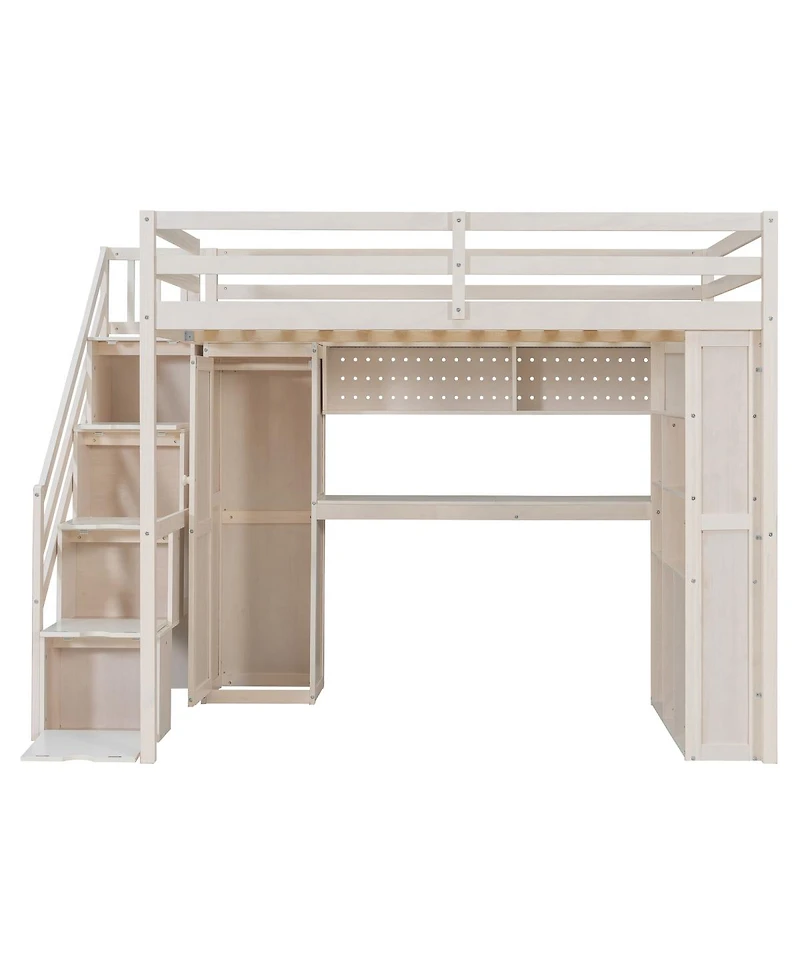 Streamdale Furniture Full Loft Bed with Wardrobe, Desk