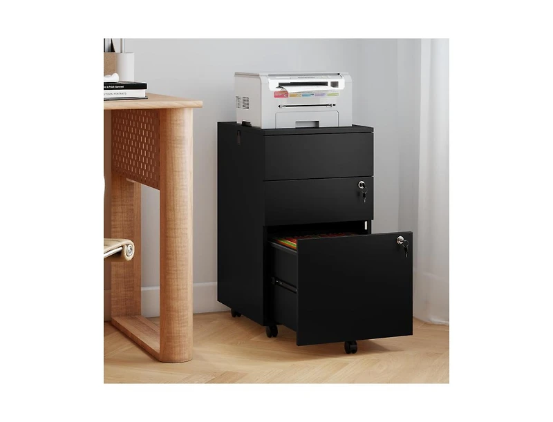 Slickblue Locking 3 Drawer File Cabinet Pedestal for Office Desk