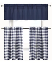 Kate Aurora Classic Farmhouse 3 Piece Buffalo Check Kitchen Curtain Tier and Valance Set