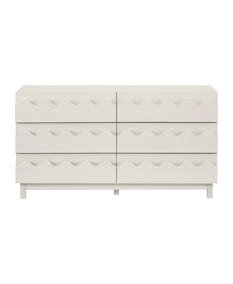 Streamdale Furniture 60" 6-Drawer Wave Front Dresser and Tv Stand