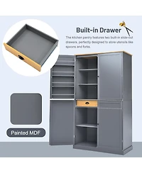 Streamdale 40.2" Freestanding Kitchen Pantry Cabinet with 2 Drawers and Adjustable Shelves