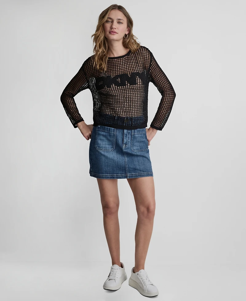 Dkny Jeans Women's Long-Sleeve Boat Neck Sweater