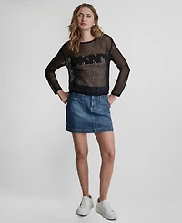 Dkny Jeans Women's Long-Sleeve Boat Neck Sweater