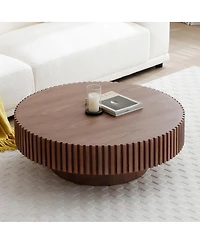 Streamdale Furniture 31.49'' Round Modern Pedestal Coffee Table - Walnut