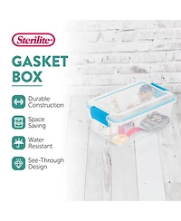 Sterilite 7.5 Quart Gasket Box, Stackable Storage Bin with Latching Lid, 6 Pack