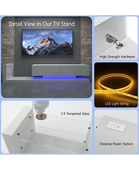 Streamdale Furniture Modern Led Tv Stand with Power Outlet for 55-75 Inch TVs