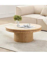 Streamdale Furniture 35.43" Sintered Stone Coffee Table with Sturdy Mdf Pedestal