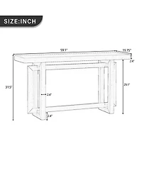 Streamdale Furniture 59.1'' Triple Rectangle Console Table with Pine Veneer and Wood Legs