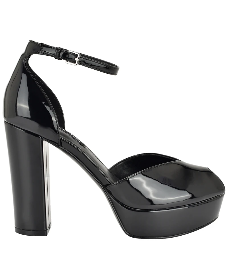 Nine West Women's Keela Peep Toe High Block Heel Dress Sandals