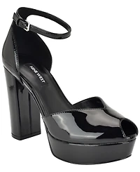 Nine West Women's Keela Peep Toe High Block Heel Dress Sandals