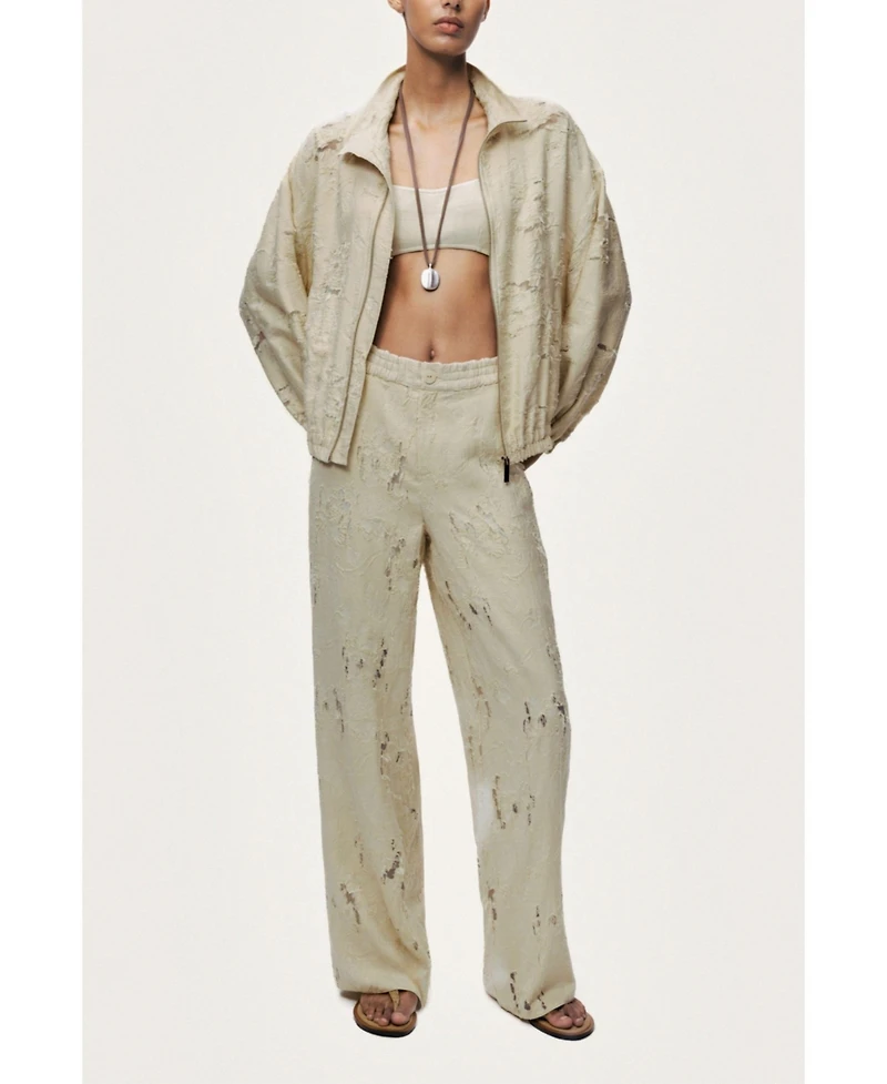 Nocturne Women's Jacquard Wide-Leg Trousers