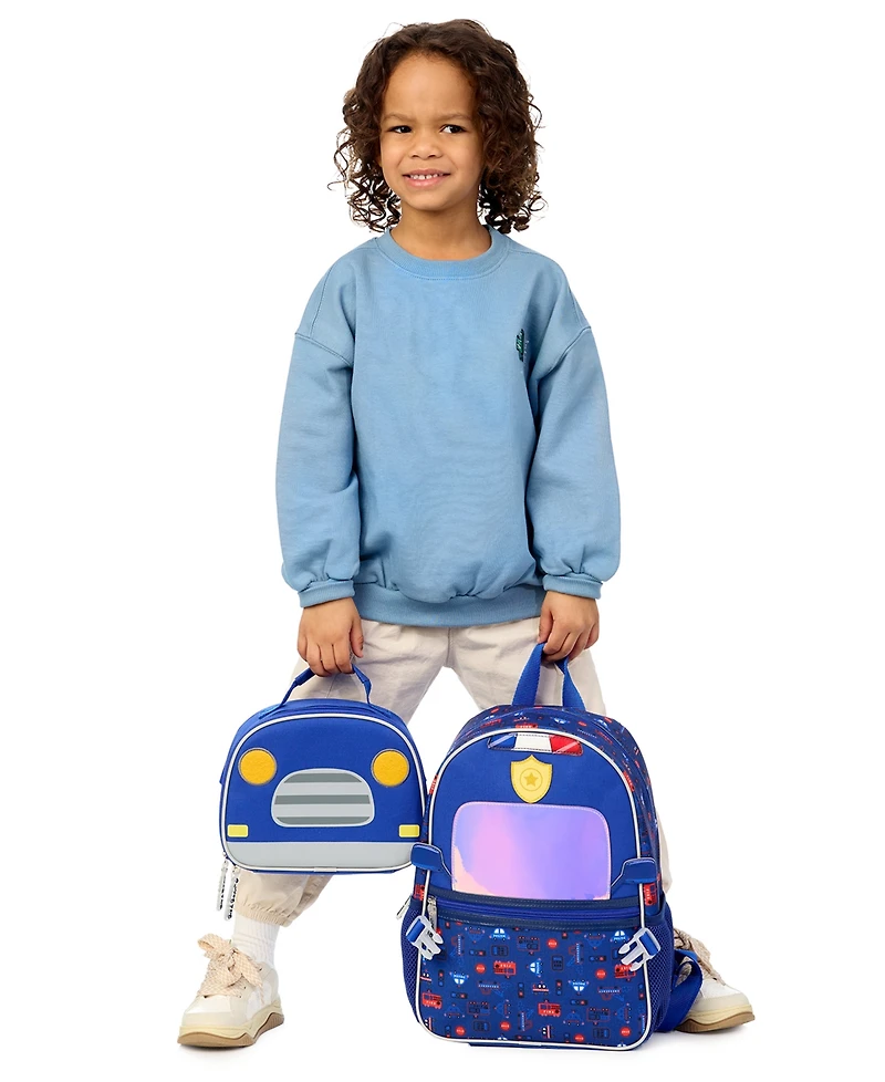 Biz & Bean Toddler Boys' Policeman Preschool Backpack and Lunch Bag, 2-Piece Set