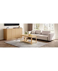 Streamdale Furniture Arc Corner Wood Coffee Table with Storage Shelf