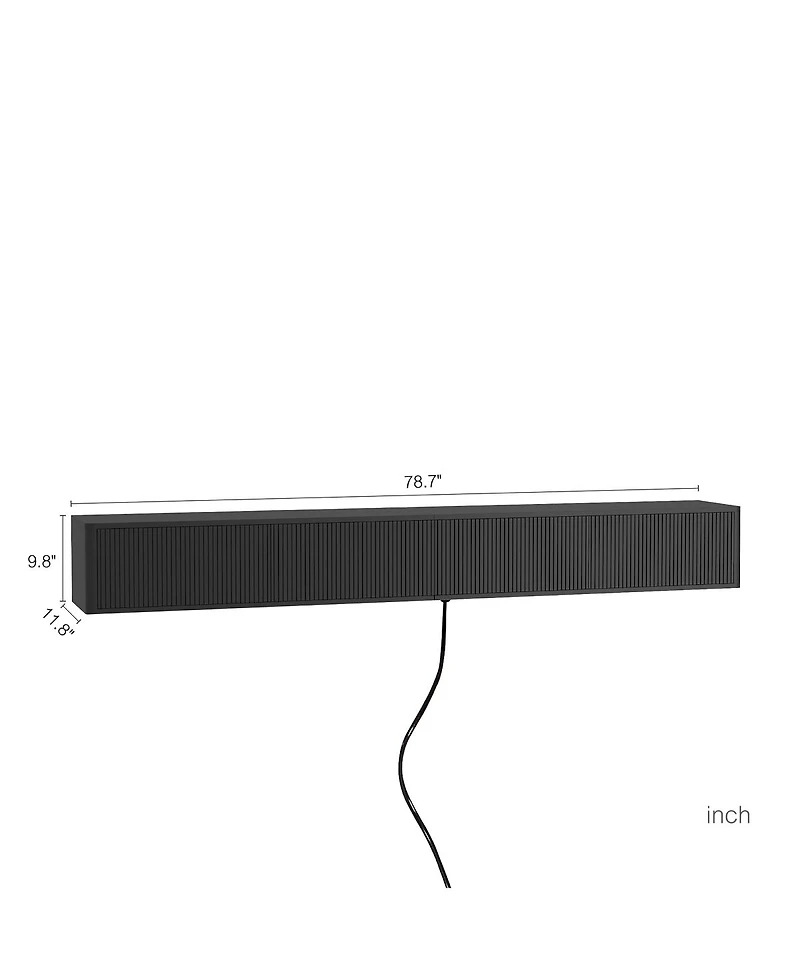 Streamdale Furniture Floating Wall-Mounted Tv Stand with Led Lights and Power Outlet
