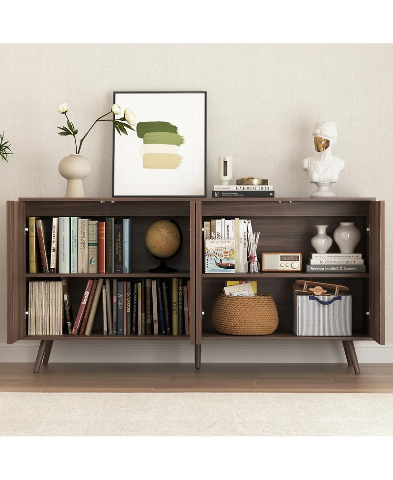 Streamdale Furniture 4-Door Wood Sideboard Buffet Cabinet with Adjustable Shelves
