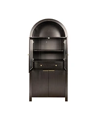 Streamdale Furniture 71" Fluted Arched Pantry Cabinet with Adjustable Shelves and Glass Door