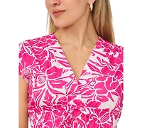 Msk Petite V-Neck Cap-Sleeve Dress