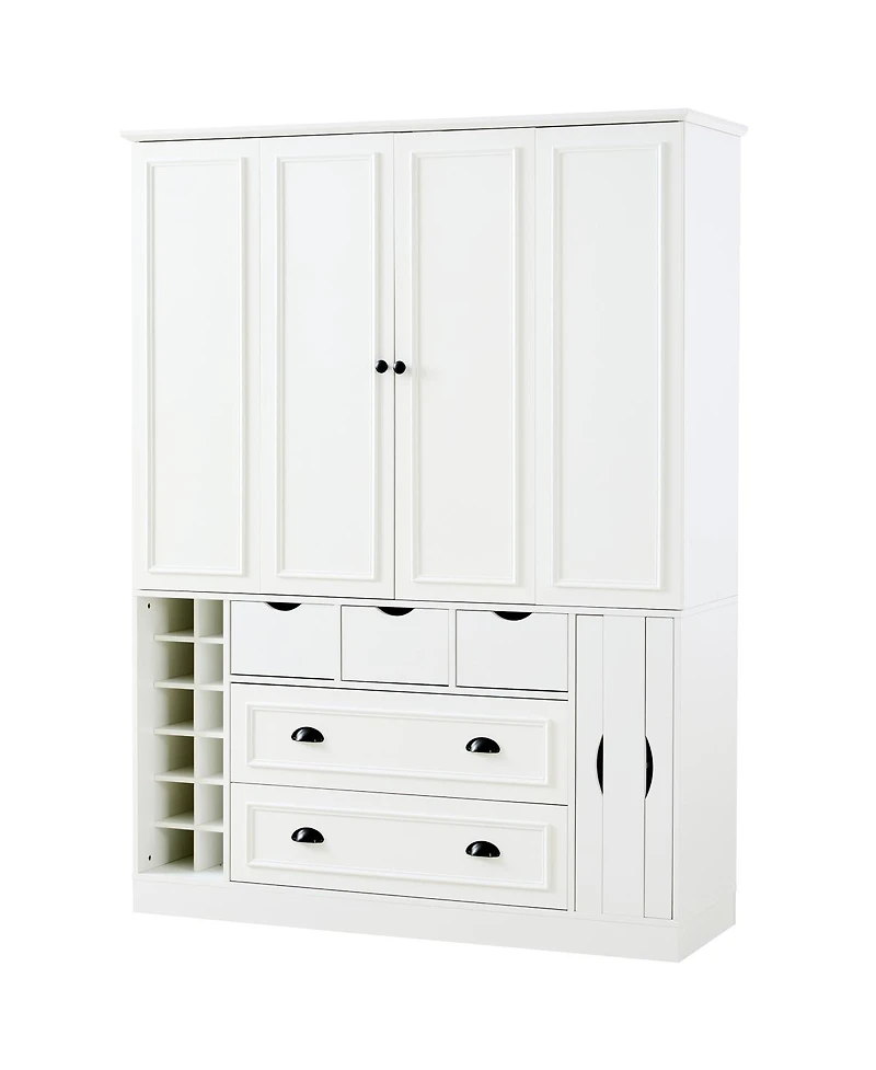 Streamdale Furniture Farmhouse 71''H Large Kitchen Pantry with Power Outlet and 4 Foldable Doors