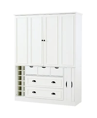 Streamdale Furniture Farmhouse 71''H Large Kitchen Pantry with Power Outlet and 4 Foldable Doors