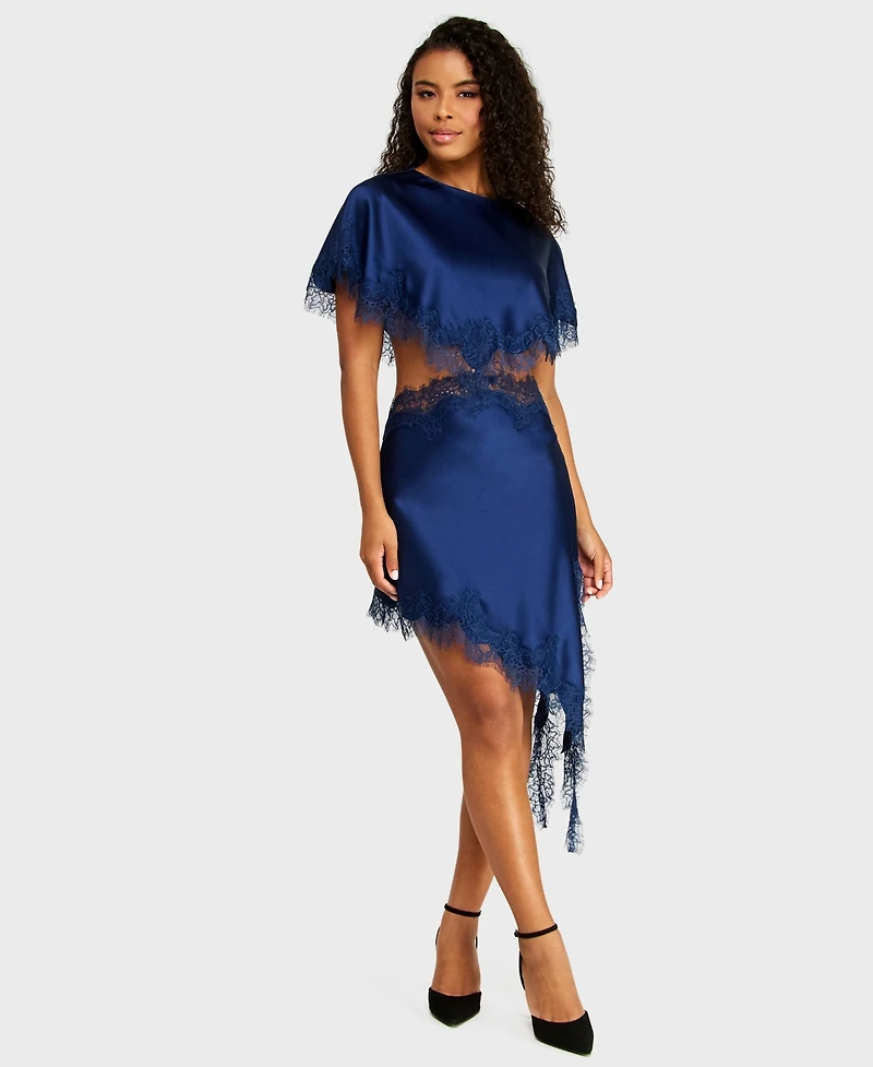 Alex & Sophia Women's Short-Sleeve Satin Dress