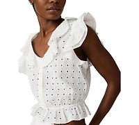 Steve Madden Women's Mayra Ruffled V-Neck Top