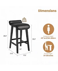 homfan Set of 2/4 Counter Height Bar Stools, Wood Frame, Wide Pu Leather Upholstered Seats, Comfortable, Ideal for Kitchen Island,